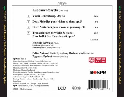 Photo No.2 of Ludomir Rozycki: Violin Concerto, Op. 70 & Violin Works