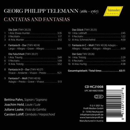 Photo No.2 of Georg Philipp Telemann: Cantatas & Fantasias