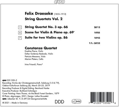 Photo No.2 of Felix Draeseke: Quartets, Vol. 2