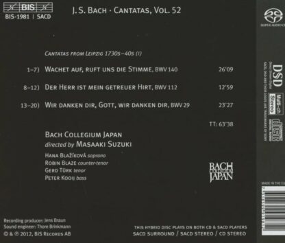 Photo No.2 of J.S. Bach - Cantatas, Vol.52 (BWV 140, 112, 29)