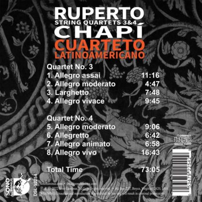 Photo No.2 of Ruperto Chapi:: String Quartets 3 & 4