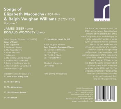 Photo No.2 of Maconchy & Vaughan Williams: Songs, Vol. 1