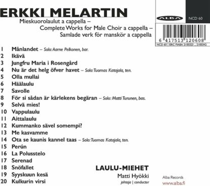 Photo No.2 of Erkki Melartin – Complete Works for Male Choir a cappella