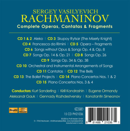 Photo No.2 of Sergey V. Rachmaninov: Complete Operas, Cantatas & Fragments