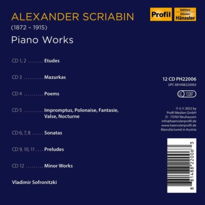 Photo No.2 of Alexander Scriabin: Piano Works (150th Anniversary - Historical Recordings 1946-1962)