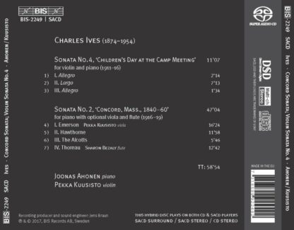 Photo No.2 of Charles Ives: Piano Sonata No. 2 & Violin Sonata No. 4
