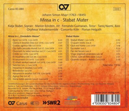Photo No.2 of Johann Simon Mayr: Missa in C minor & Stabat Mater