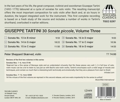 Photo No.2 of Giuseppe Tartini: 30 Sonate piccole for Solo Violin Vol. 3: Sonatas Nos. 13–18