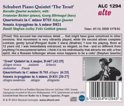 Photo No.2 of Franz Schubert: 'Trout' Quintet , Sonata Arpeggione & Quartettsatz