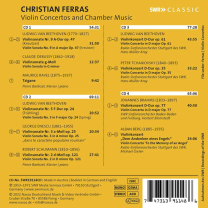 Photo No.2 of Christian Ferras Plays Violin Sonatas & Concertos (The SWR Recordings)