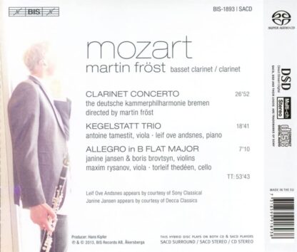 Photo No.2 of W. A. Mozart: Clarinet Concerto in A major, Trio for Clarinet - Martin Fröst