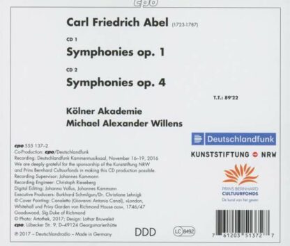 Photo No.2 of Carl Friedrich Abel: Symphonies Op. 1 & Op. 4