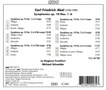 Photo No.2 of Carl Friedrich Abel: Symphonies Op. 10 Nos. 1-6