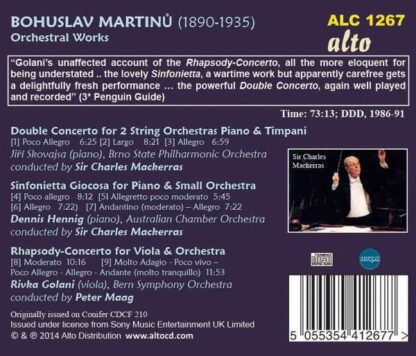 Photo No.2 of Bohuslav Martinu: Double Concerto, Sinfonietta Giocosa & Rhapsody-Concerto