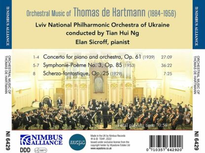 Photo No.2 of Thomas de Hartmann: Orchestral Music