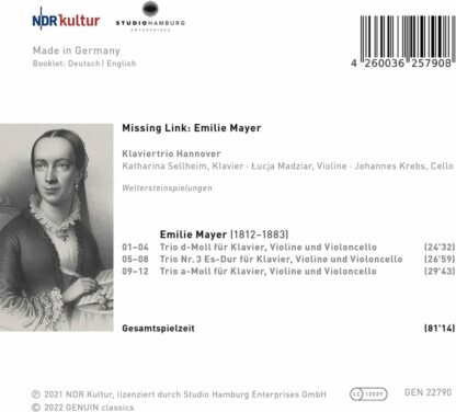 Photo No.2 of Emilie Mayer: Missing Link (Piano Trios)