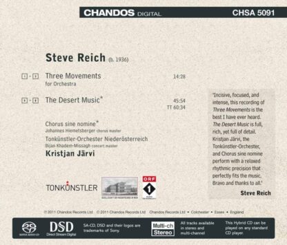 Photo No.2 of Steve Reich: Three Movements & The Desert Music