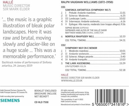 Photo No.2 of Vaughan Williams: Symphony No. 7 'Sinfonia Antartica' & Symphony No. 9