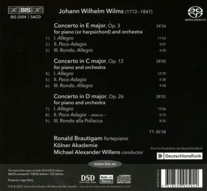 Photo No.2 of Johann Wilhelm Wilms: The Piano Concertos, Vol. 1