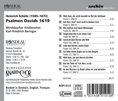 Photo No.2 of Heinrich Schütz: Psalms of David, SWV 22-47 (Op. 2)