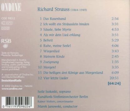 Photo No.2 of Richard Strauss: Orchestral Songs