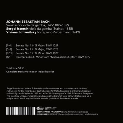 Photo No.2 of J. S. Bach: Sonatas for Viola da Gamba, BWV 1027-1029