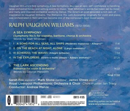 Photo No.2 of Ralph Vaughan Williams: A Sea Symphony & The Lark Ascending