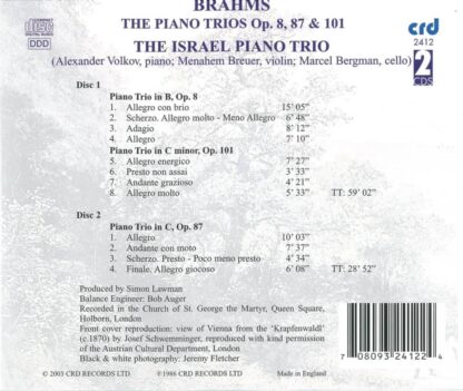 Photo No.2 of Johannes Brahms: The Piano Trios, Op. 8, 87 & 101