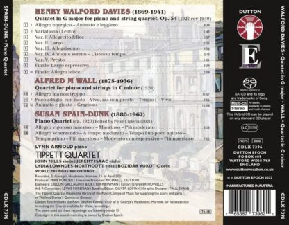 Photo No.2 of Henry Walford Davies: Piano Quintet, Alfred M Wall & Susan Spain-Dunk: Piano Quartet