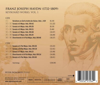 Photo No.2 of Joseph Haydn: Keyboard Works Vol.1 - Peter Donohoe (piano)