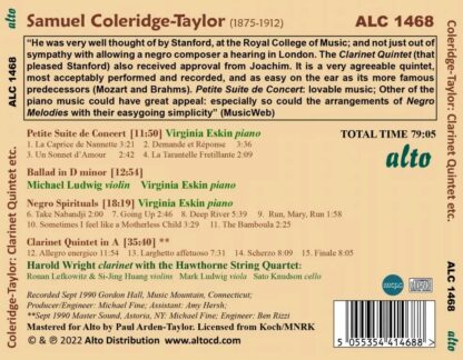 Photo No.2 of Samuel Coleridge-Taylor: Clarinet Quintet, Suite de Concert, Ballad, Spiritual for Piano
