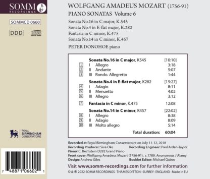 Photo No.2 of W. A. Mozart: Piano Sonatas, VoL. 6 -Peter Donohoe