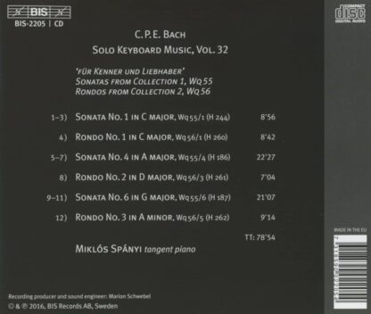 Photo No.2 of C. P. E. Bach: Solo Keyboard Music, Vol. 32 - Miklós Spányi (tangent piano)