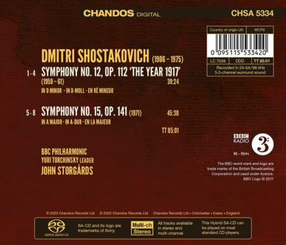 Photo No.2 of Dmitri Shostakovich: Symphonies Nos. 12 & 15 - BBC Philharmonic & John Storgårds