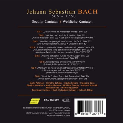 Photo No.2 of J. S. Bach: Secular Cantatas (Weltliche Kantaten) Helmuth Rilling