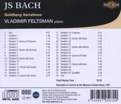 Photo No.2 of J. S. Bach: Goldberg Variations, BWV988 - Vladimir Feltsman (piano)