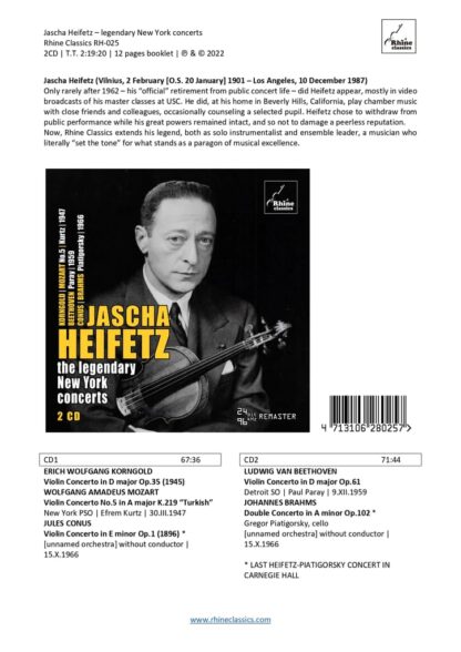 Photo No.2 of Jascha Heifetz - The Legendary New York Concerts