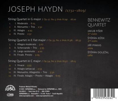 Photo No.2 of Joseph Haydn: String Quartets Op, 17, 33 & 54 - Bennewitz Quartet