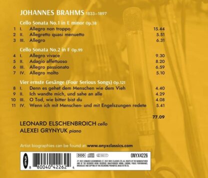 Photo No.2 of Johannes Brahms: Cello Sonatas Nos. 1 & 2, Four Serious Songs
