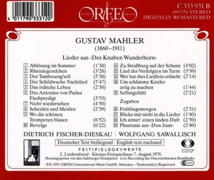 Photo No.2 of Gustav Mahler: Lieder aus Des Knaben Wunderhorn - Dietrich Fischer-Dieskau