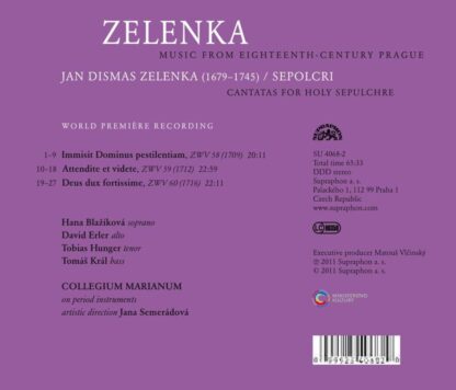 Photo No.2 of Jan Dismas Zelenka: Sepolcri. Music from Eighteenth-Century Prague