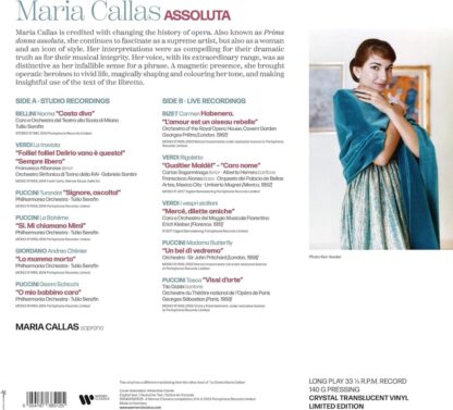 Photo No.2 of Maria Callas - Assoluta (Crystal Colour Vinyl 140g - Limited Edition)