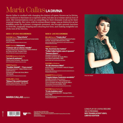 Photo No.2 of Maria Callas: La Divina (Red Vinyl 140g – Limited Edition)