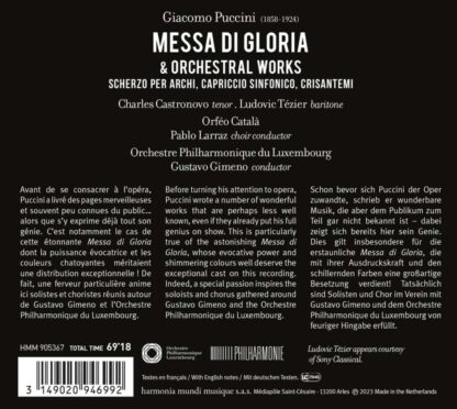 Photo No.2 of Giacomo Puccini: Messa di Gloria & Orchestral Works