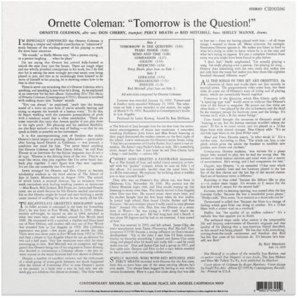 Photo No.2 of Ornette Coleman: Tomorrow Is The Question (Vinyl 180g)