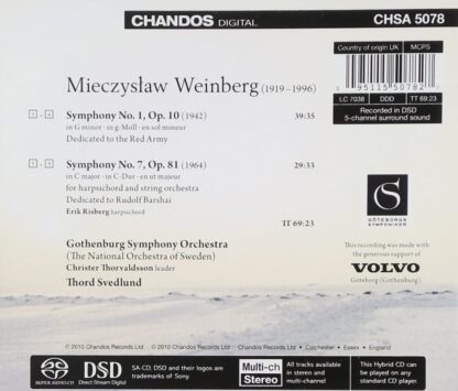 Photo No.2 of Mieczyslaw Weinberg: Symphonies Nos. 1 & 7 - Gothenberg Symphony Orchestra & Thord Svedlund