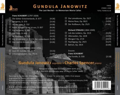 Photo No.2 of Gundula Janowitz: The Last Recital (In Memoriam Maria Callas)