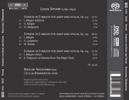 Photo No.2 of Louis Spohr: 3 Sonatas for Harp and Violin - Masumi Nagasawa & Cecilia Bernardini