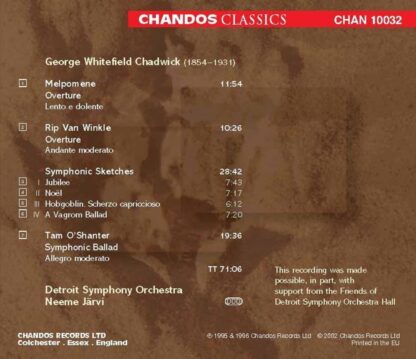 Photo No.2 of George Chadwick: Orchestral Works - Detroit Symphony Orchestra & Neeme Järvi