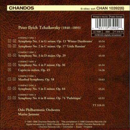 Photo No.2 of P. I. Tchaikovsky: Complete Symphonies - Oslo Philharmonic Orchestra &Mariss Jansons